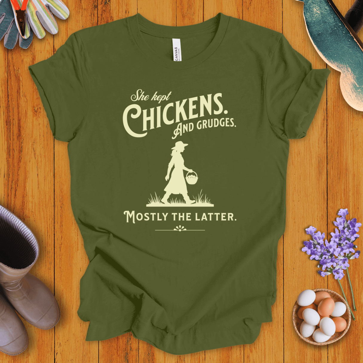 She Kept Chickens. And Grudges. T-Shirt